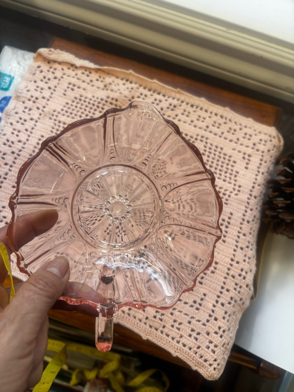 Pink Pressed Glass Compote Dish